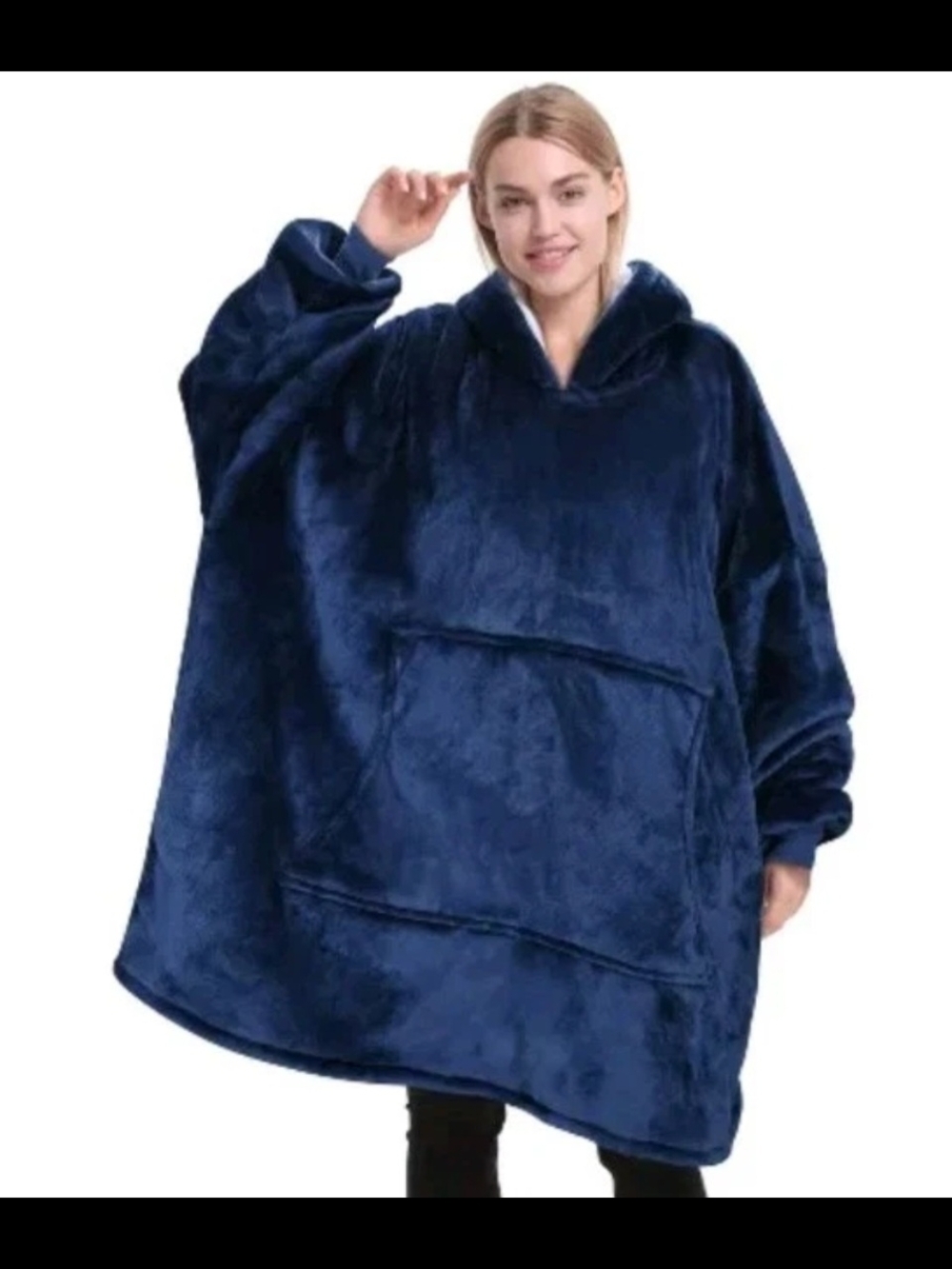 The Wayy Big Hoodie Oversized Plush Hooded Wearable Blanket - Navy Blue Unisex